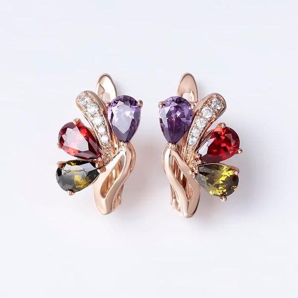 

stud earrings horse eye natural zircon cute fashion jewelry gift women rose gold red blue crystal earings, Golden;silver