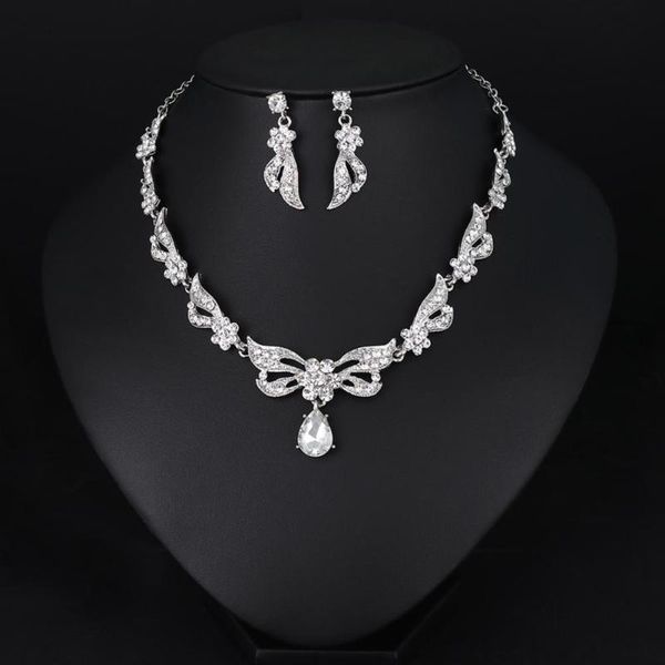 

earrings & necklace temperament oval-shaped pendant choker bridal wedding, Silver