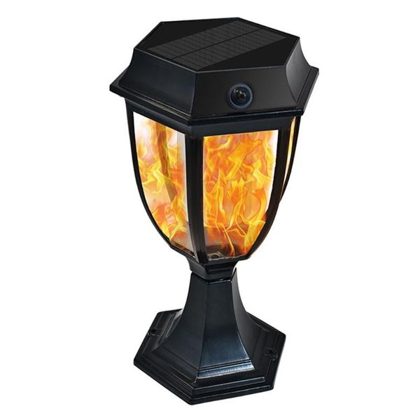 Lampade da prato Solar Post Light Outdoor Recinzione Fiamma Luci Deck Top LED Impermeabile Decorativo Giardino Alimentato