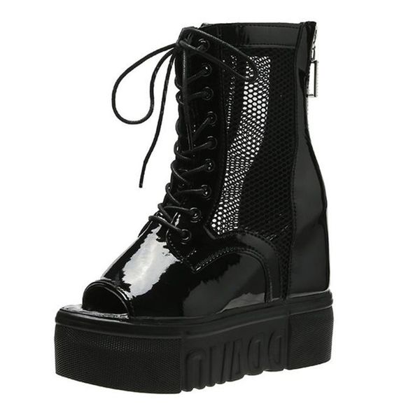 

dress shoes gigifox fashion cool gothic zipper breathable mesh platform height increased black summer booties sandals women