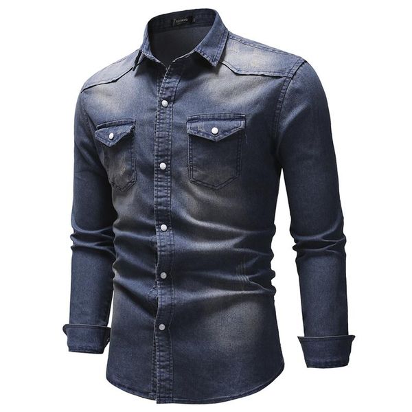 

men's casual shirts aiopeson long sleeve denim shirt men spring solid color cotton jeans for, White;black