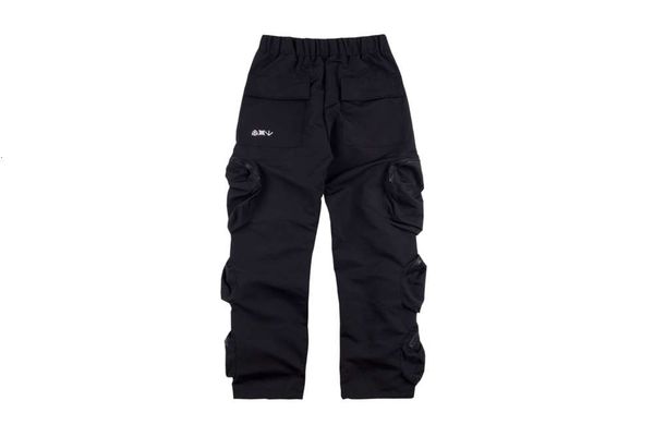 

mens designer travis scott poket pants ts overalls multi-pocket elastic waist retro casual trousers fashion sweatpants, Black