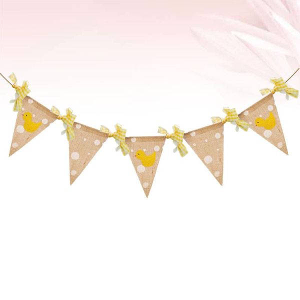 

party decoration duck printing pennant burlap banner linen garland kids baby birthday flag kindergarten classroom layout bunting supplies