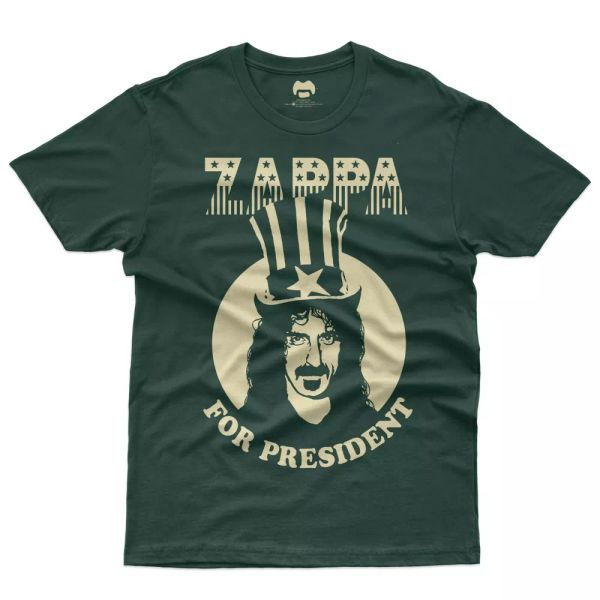 

frank zappa-zappa for president-t shirt man official licensed-green, White;black