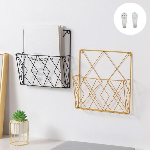 

hooks & rails wrought iron wall storage rack home decoration magazine spaper shelf