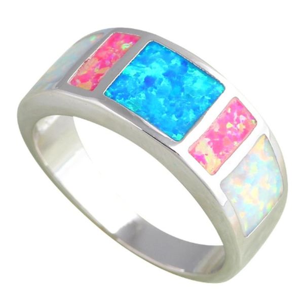 

wedding rings fashion trend fire opal ladies light luxury birthday gift ring anniversary party jewelry wholesale, Slivery;golden