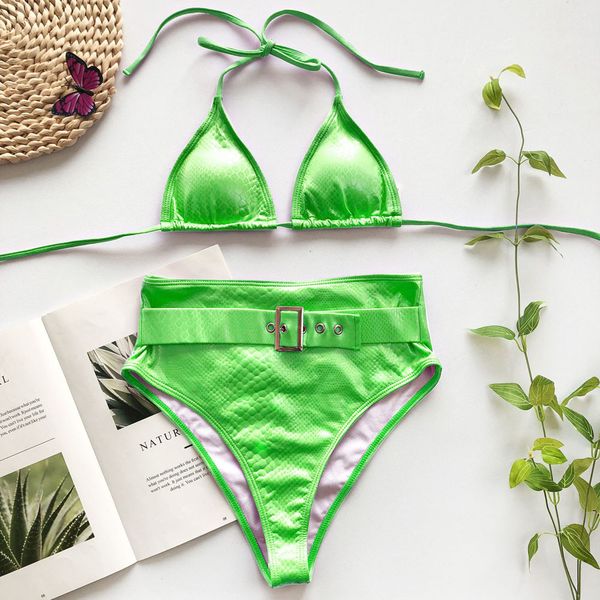 

snake none vintage mujer high waist swimwear women push up swimsuit female belt brazilian bikini bathers bathing suitby