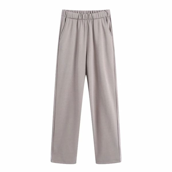 

women elastic waist knitted straight pants casual lady simple loose trousers p1950 210430, Black;white