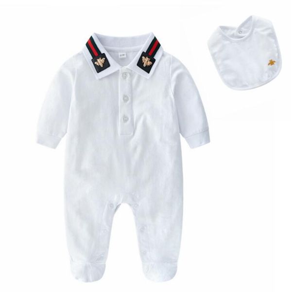 Baby Jungen Mädchen Strampler Mit Lätzchen Kleinkind Langarm Overalls Frühling Herbst Infant Onesies Kinder Baumwolle Strampler