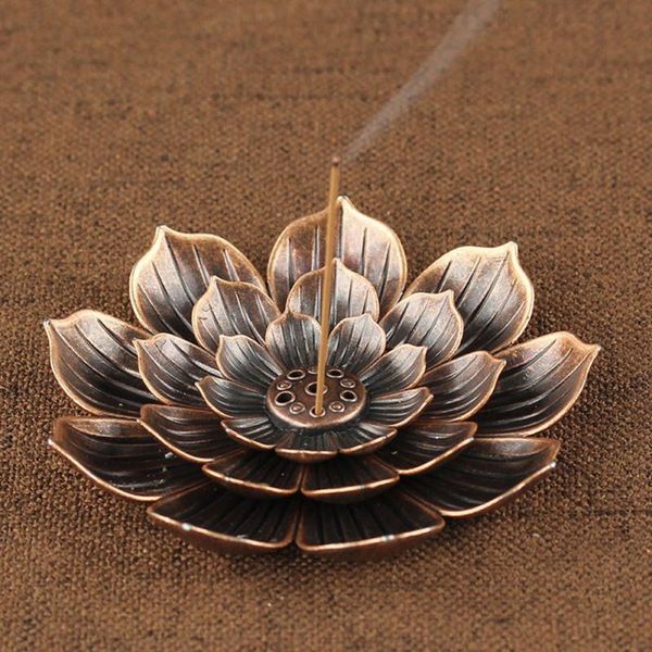 

fragrance lamps lotus flower incense burner alloy zinc-copper dish chinese buddha holder brass mini sandalwood censer