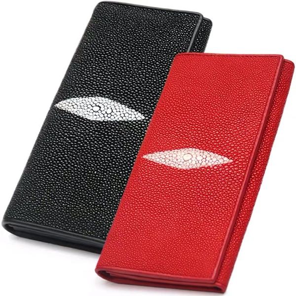 

wallets authentic real skin female red purse male long thin bifold wallet genuine leather women men large card holders, Red;black