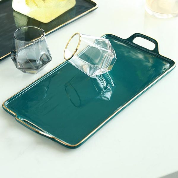 

dishes & plates light luxury ceramic water cup tea tray household nordic dessert coffee beauty salon rectangular