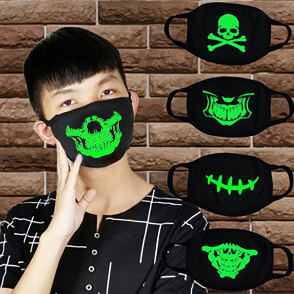 

hou fluorescent luminous mask han personality fashion horror skull teeth halloween cold proof breathable men's and women's black c