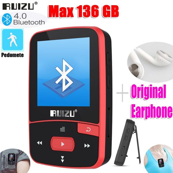 

& mp4 players ruizu x50 x55 m5 sport bluetooth mp3 player 8gb clip mini with screen support fm,recording,,clock,pedometer
