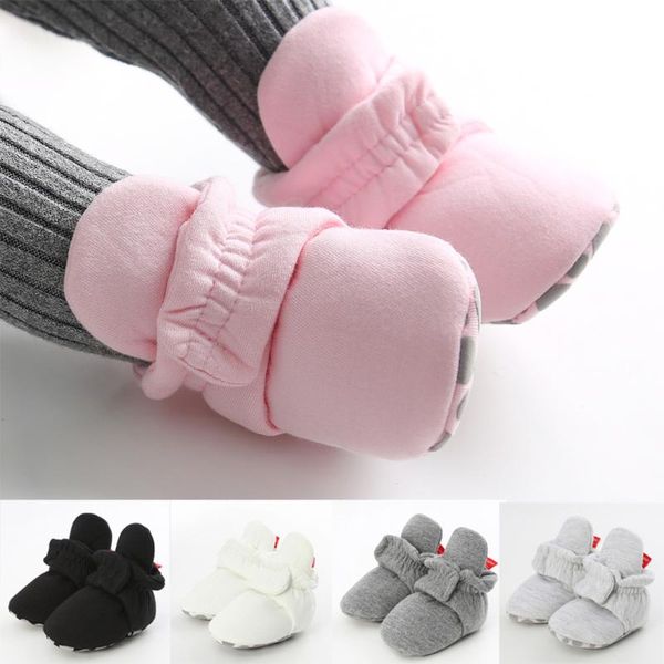 

first walkers baby boy girl socks toddler shoes solid prewalkers booties cotton winter soft anti-slip warm born infant crib moccasins