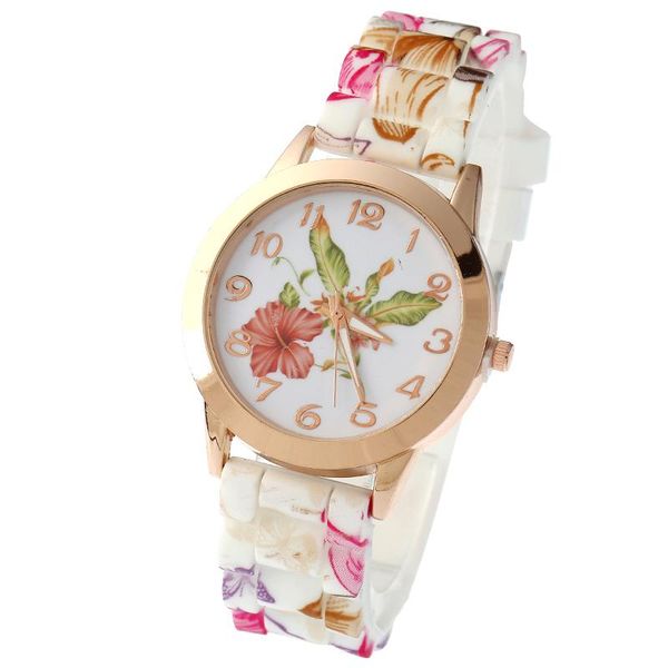 

wristwatches gnova platinum flowers woman watch casual dress roses fashion silicone korean wristwatch geneva style a052, Slivery;brown
