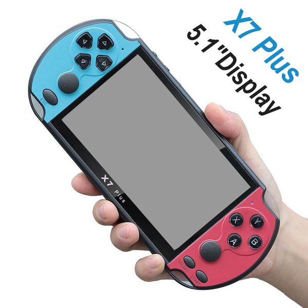 

new 8gb x7 plus handheld game player 5.1 inch large psp screen portable games console mp4 players tv video for gba nes game with retail box