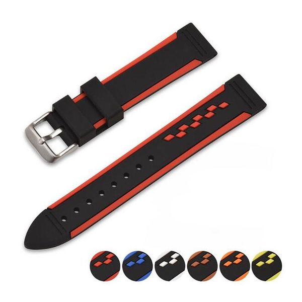 

watch bands 20/22/24mm soft rubber silicone military strap band fashion watchband bracelet, Black;brown