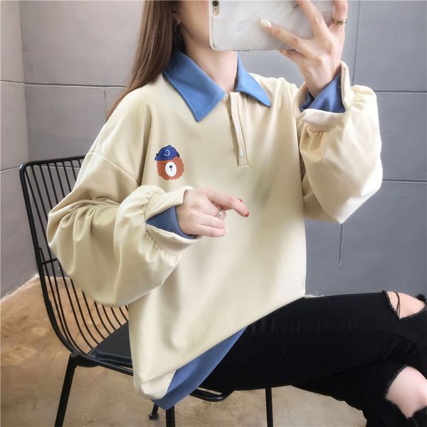 

cotton sweater autumn and winter female student thin harajuku bf loose net red same style upper coat, Blue;black