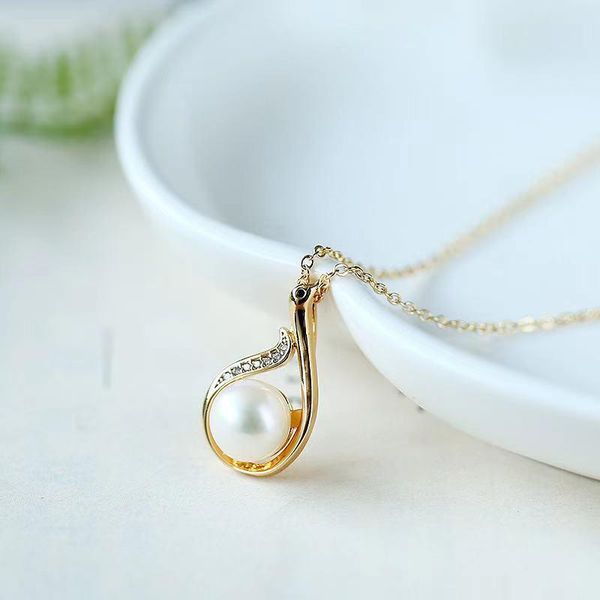 

promotion personalized swan pearl natural freshwater gold necklace women's jewelry storage bags