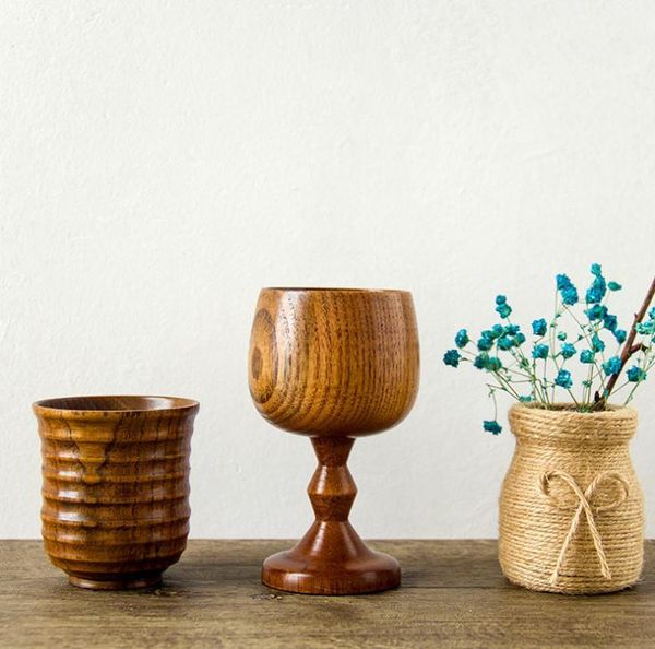 

hip flasks superior wooden bottle handmade wine goblet pure natural jujube water cup coffee kitchen accessories sn529