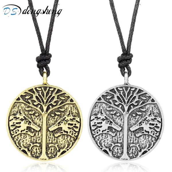 

pendant necklaces dongsheng inspired iron banner necklace fashion rope chain peace tree wolf round choker, Silver