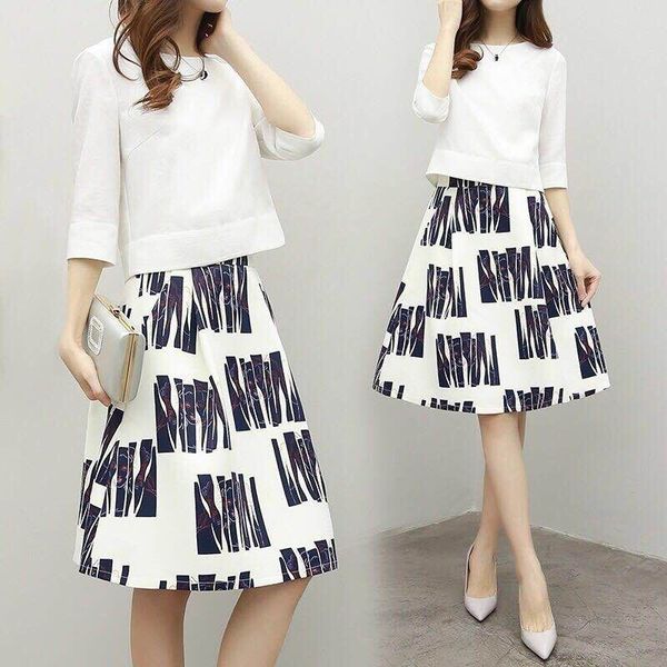 

2021 two piece set fashion slim fit chiffon a-line skirt, Black;gray