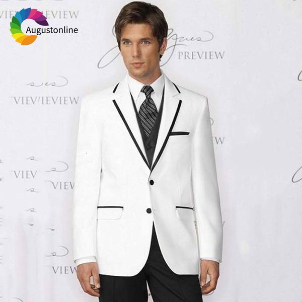 

men's suits & blazers custom made italian white wedding for men slim fit groom tuxedos 3pieces man jacket pants vest yw42, White;black