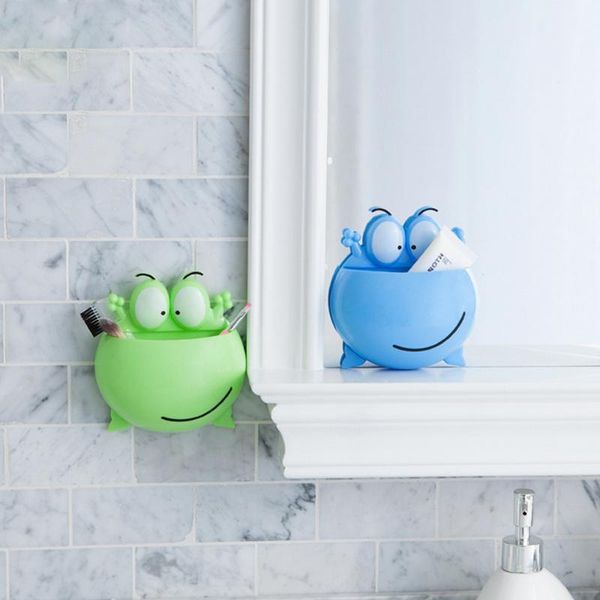 

toothbrush holders bathroom accessories holder wall suction cups shower cute frog sucker hooks shelf