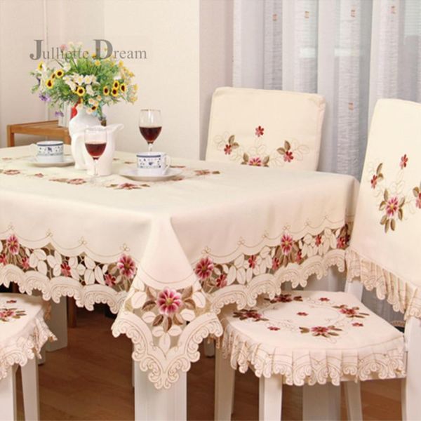 

table cloth european garden embroidery tablecloth elegant dining thicken chair cover cushion backrest round sale