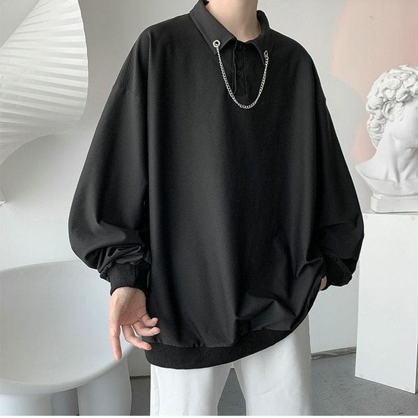 

men's hoodies & sweatshirts 2021 autumn men with chain streetwear mens hip hop casual pullover male oversized, Black