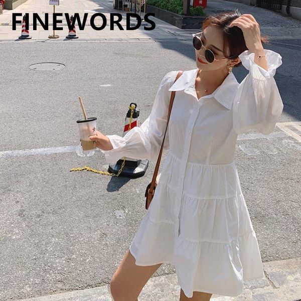 

casual white women shirt dress loose korean streetwear ladies dresses spring lapel elegant long sleeve office, Black;gray