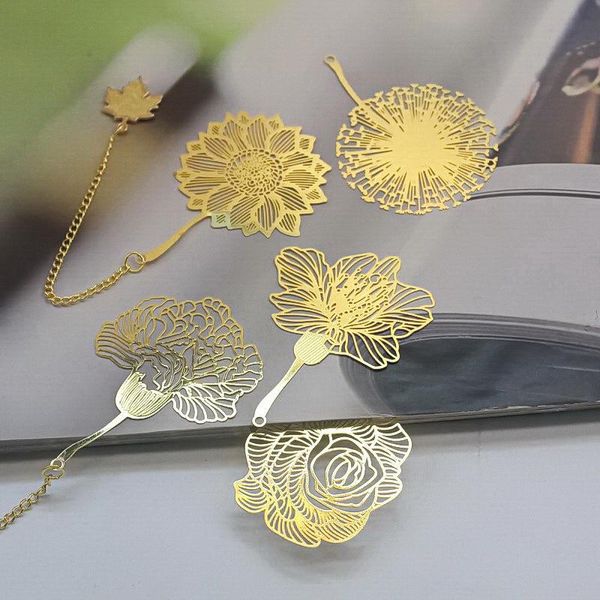 

bookmark chinese style metal hollow lotus leaf creative stationery