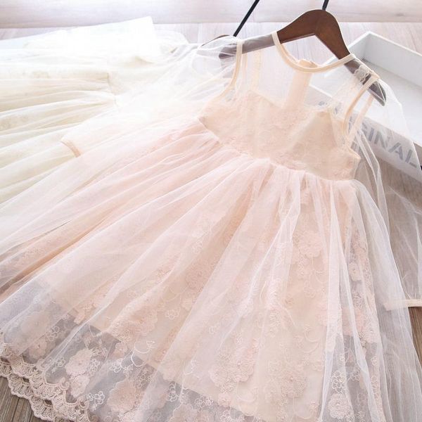 

girl's dresses 2021spring baby girls lace embroidery dress, Red;yellow