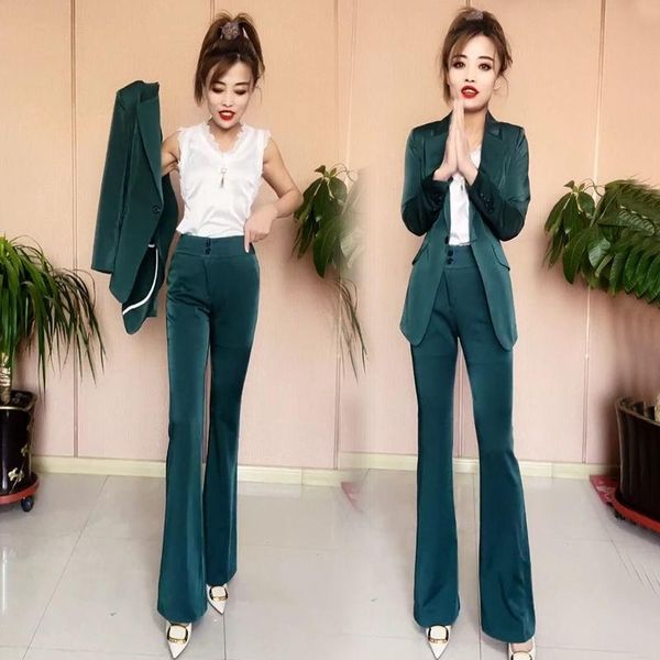 

women's two piece pants women 2021 spring autumn 2 set female blazer jacket casual pant suit office lady elegant clothing trousers sets, White