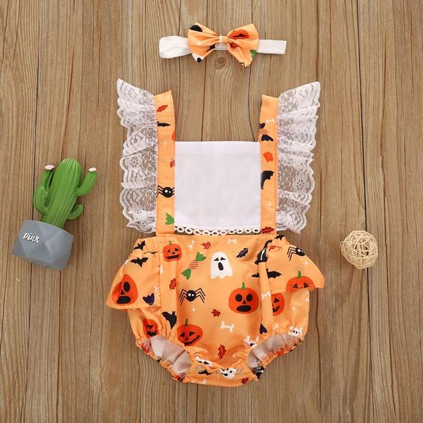 

jumpsuits baby & children's halloween 0-24m born girls lace lotus leaf romper sleeveless summer bodysuit clothing, Blue