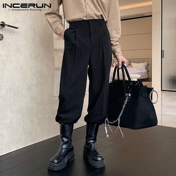 

men's pants stylish casual streetwear korea style fashionable men's loose retro drape suit pantalones wide leg pant trousers s-5xl, Black