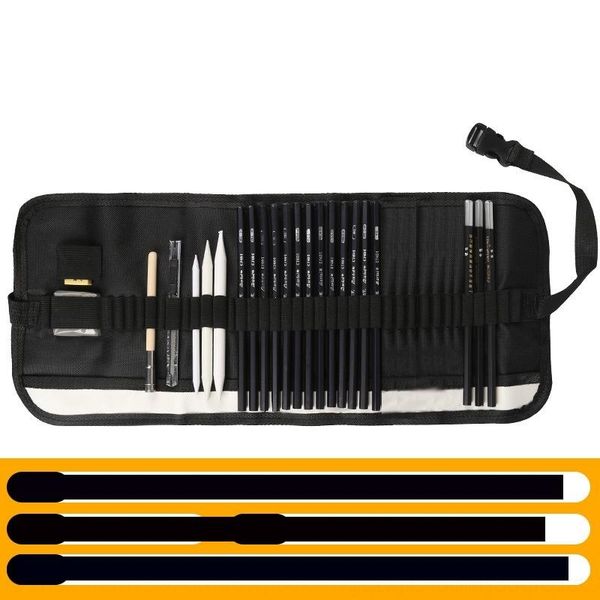 

GWR zhongsheng case pencil case material drawing cil carbon rubber art brush set painting pens drawing set, Black;red