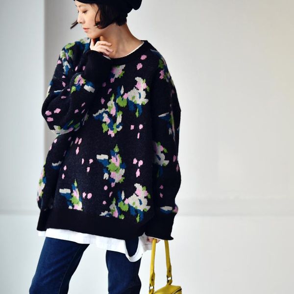 

women's sweaters micoco m6715c a colorful knit turtleneck sweater over floppy jumper for fall and winter, White;black