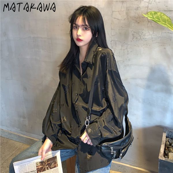 

matakawa print floral woman blusas spring korean style blouse women loose turn-down collar ladies shirt 210513, White