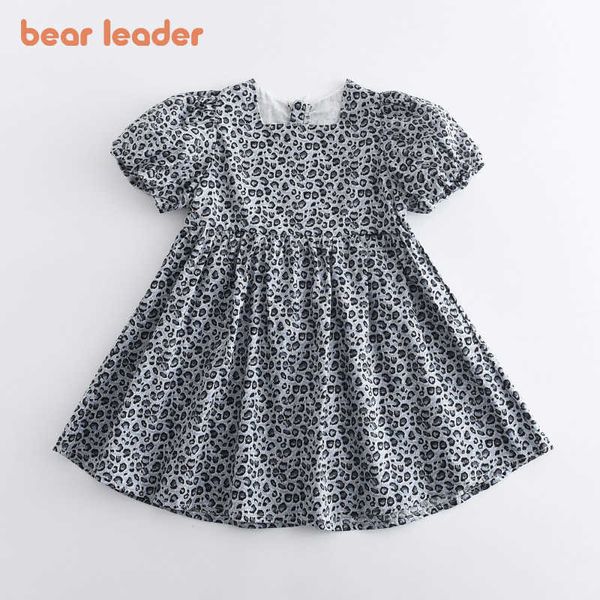 Bärenführer Mädchen Casual Kleider Sommer Kinder Baby Mode Leopard Kleid Kinder Niedliche Prinzessin Vestidos Für 1-5 Jahre 210708