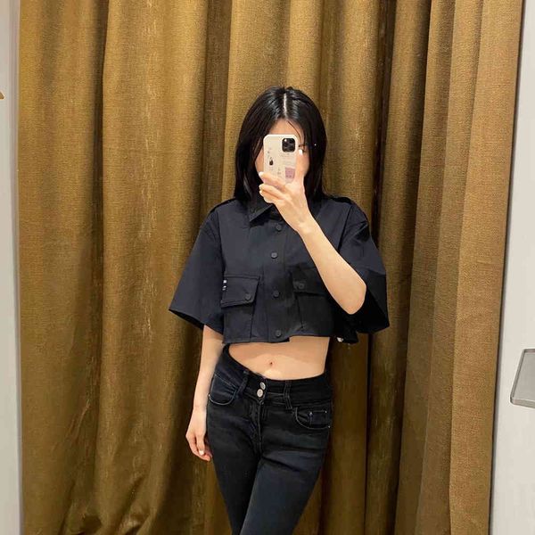 

women's blouses & shirts 2021 women's clothing sweet college style spicy lapel short cardigan shirt, White