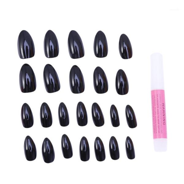 

fake nail sticker piece long black point false manicure worn sets for woman female lady1, Red;pink