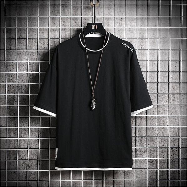 

zng 2021 summer t-shirt fashion cotton short sleeves casual male t shirts men tees, Black;gray