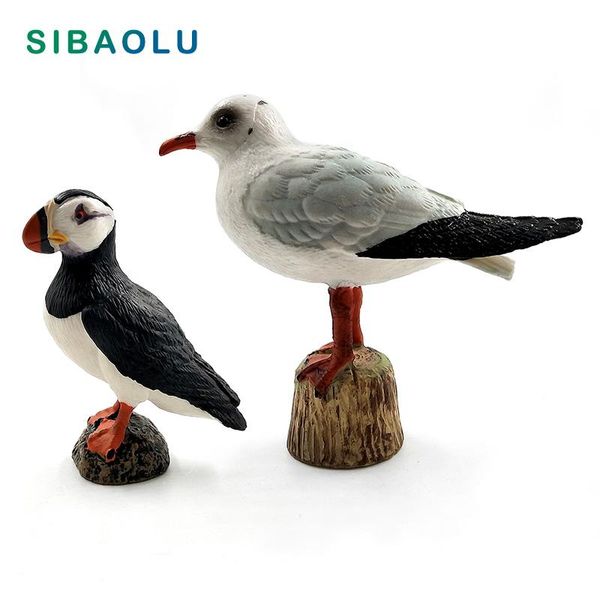 

decorative objects & figurines simulation cute seagull puffin sea bird animal model figurine home decor miniature fairy garden decoration ac