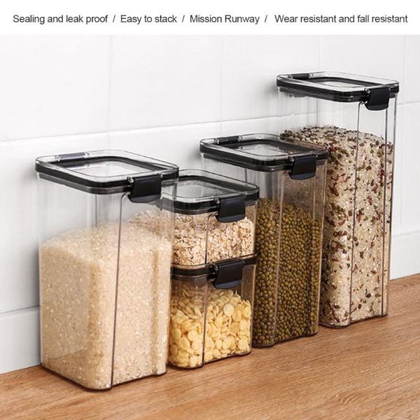 

storage bottles & jars food box keep fresh covered clear container home with lid jar stickers large capacity flour cereal powder kitche