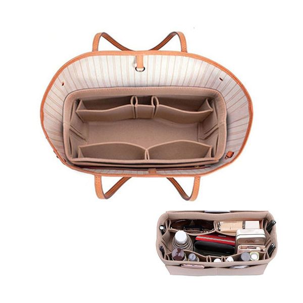 

womens felt cloth cosmetic bag makeup organizer multifunctional handbag insert bag for travel storage bag organizer