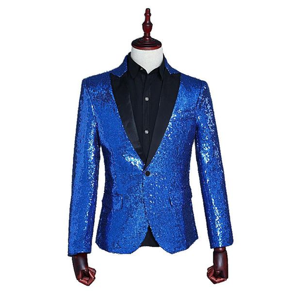 

men's suits & blazers mens sequin one button shawl collar suit jackets bling glitter nightclub prom dj tv show blazer jacket men stage, White;black