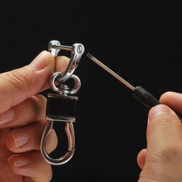 

keychains 2pcs/set key ring car-styling decoration car keychain thick rod classic d shape horseshoe holder interior accessories, Silver