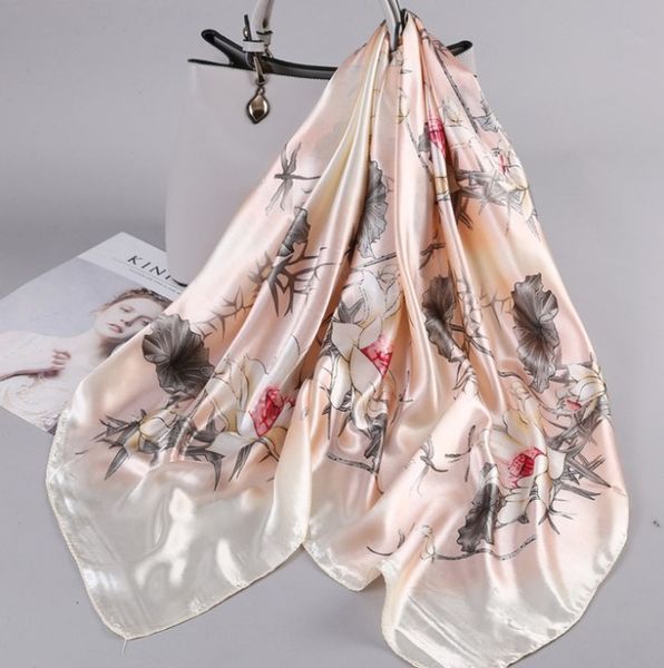 

european and american style oil painting silk scarf women's shawl versatile autumn winter, Blue;gray